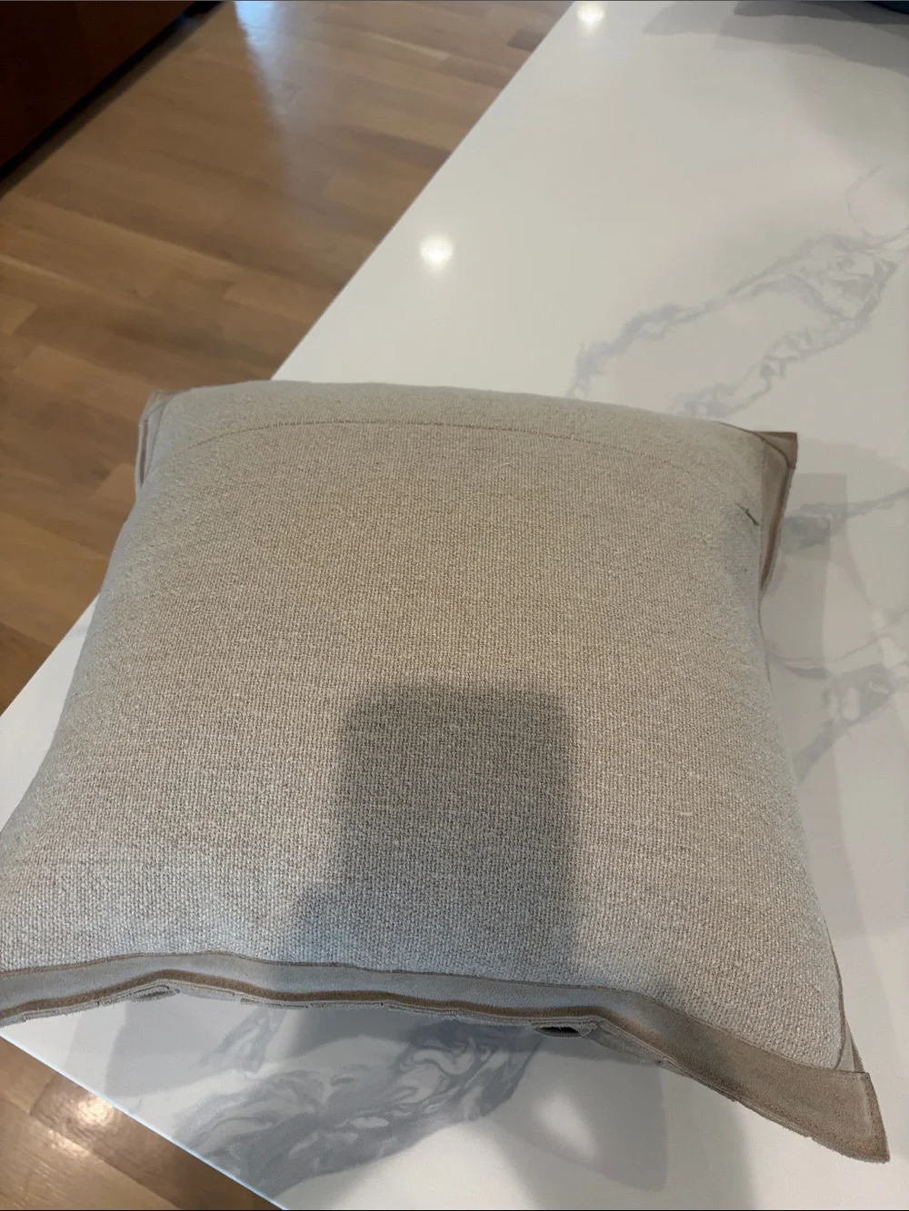 Pottery Barn 18” square Woven Suede Accent Pillow in Taupe with insert